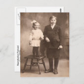 Vintage Schwester und Bruder Postkarte (Vorne/Hinten)
