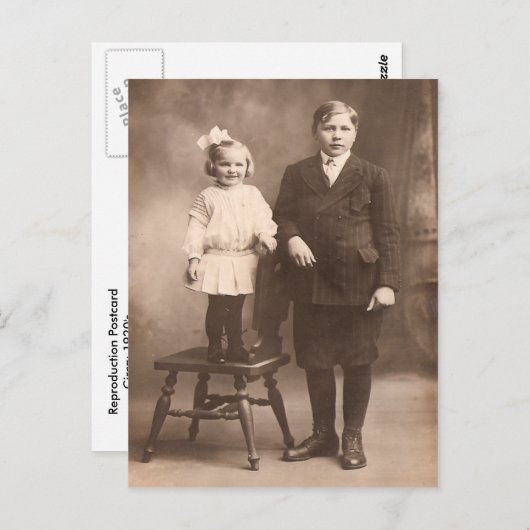 Vintage Schwester und Bruder Postkarte (Vorne/Hinten)