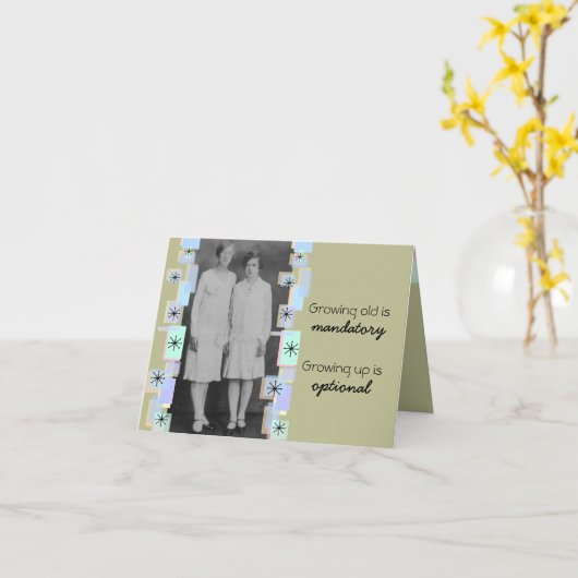 Vintage Schwestern, die alt werden Karte (Gelbe Blume)