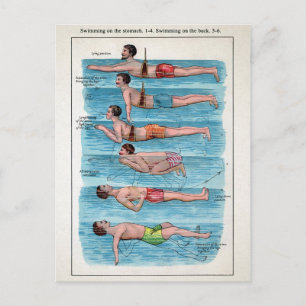 Vintage Schwimmanleitung Postkarte