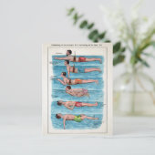 Vintage Schwimmanleitung Postkarte (Stehend Vorderseite)