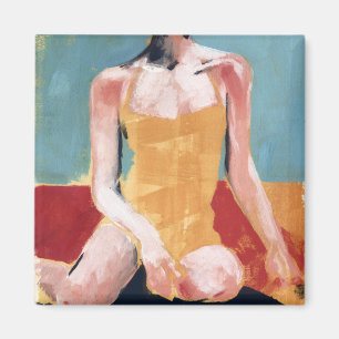 Vintage Schwimmen - Gelber Badeanzug Magnet
