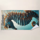 Vintage Schwimmende Seepferdchen Strandtuch (Vorderseite)