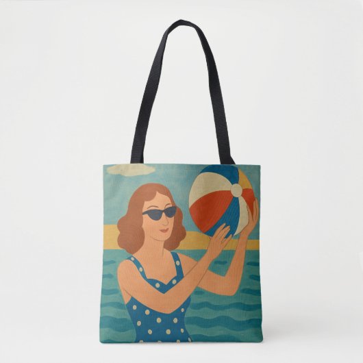 Vintage Schwimmer mit Strandball Tasche (Vorderseite)