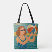 Vintage Schwimmer mit Strandball Tasche (Rückseite)