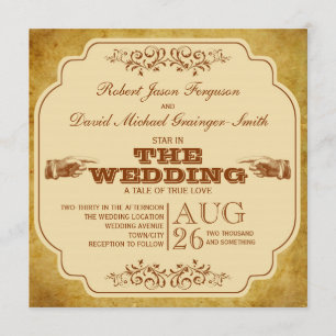 Vintage Schwule Theaterproduktion zur Hochzeit Einladung