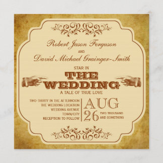 Vintage Schwule Theaterproduktion zur Hochzeit Einladung