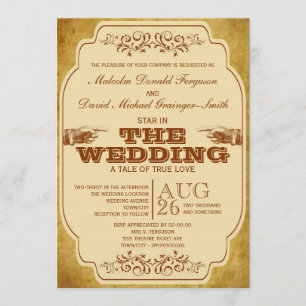 Vintage Schwule Theaterproduktion zur Hochzeit Einladung