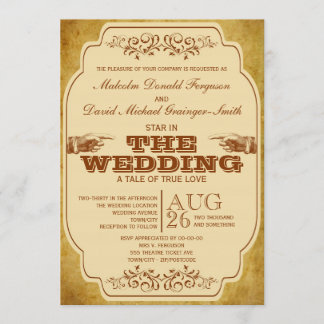 Vintage Schwule Theaterproduktion zur Hochzeit Einladung