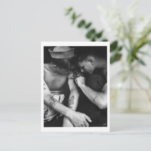 Vintage Schwulenpferde mit Tattoos Postkarte (Stehend Vorderseite)