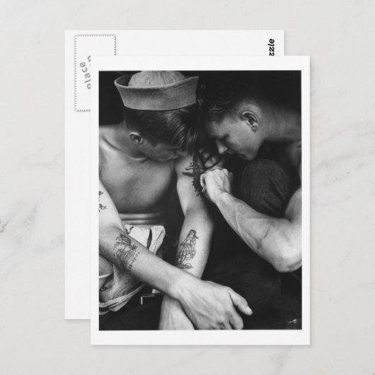 Vintage Schwulenpferde mit Tattoos Postkarte (Vorne/Hinten)