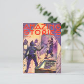 Vintage Sci Fi Art Roboter Postkarte (Stehend Vorderseite)