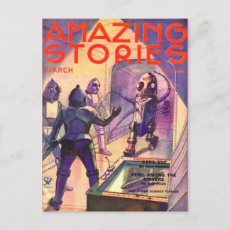 Vintage Sci Fi Art Roboter Postkarte