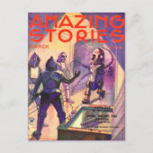 Vintage Sci Fi Art Roboter Postkarte (Vorderseite)