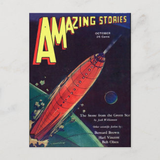 Vintage Sci Fi Art Rocket Postkarte