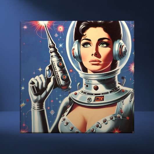 Vintage-Sci-Fi-Astronautin Fliese