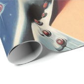 Vintage-Sci-Fi-Astronautin-Mädchen Geschenkpapier (Rolleneckpunkt)