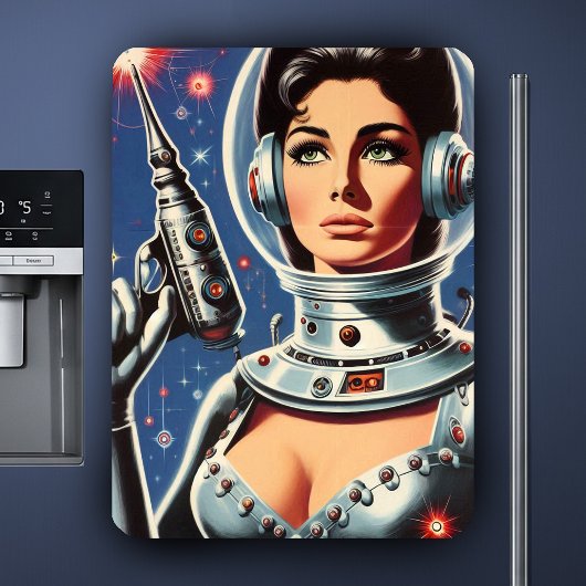 Vintage-Sci-Fi-Astronautin-Mädchen Magnet