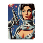 Vintage-Sci-Fi-Astronautin-Mädchen Magnet (Vertikal)