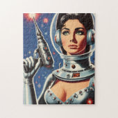 Vintage-Sci-Fi-Astronautin-Mädchen Puzzle (Vertikal)