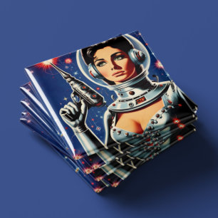 Vintage-Sci-Fi-Astronautin Magnet