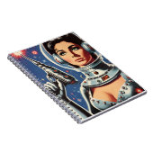 Vintage-Sci-Fi-Astronautin Notizblock (Rechte Seite)
