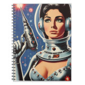 Vintage-Sci-Fi-Astronautin Notizblock (Vorderseite)