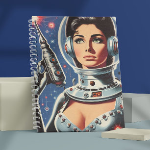 Vintage-Sci-Fi-Astronautin Notizblock