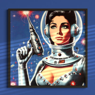 Vintage-Sci-Fi-Astronautin Poster