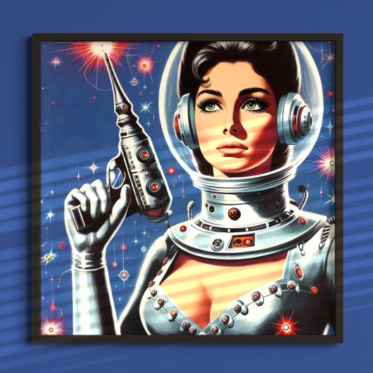Vintage-Sci-Fi-Astronautin Poster