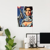 Vintage-Sci-Fi-Astronautin Poster (Heimbüro)