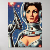 Vintage-Sci-Fi-Astronautin Poster (Vorne)