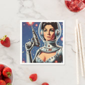 Vintage-Sci-Fi-Astronautin Serviette (Beispiel)