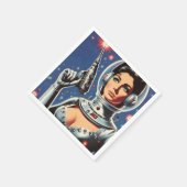 Vintage-Sci-Fi-Astronautin Serviette (Ecke)