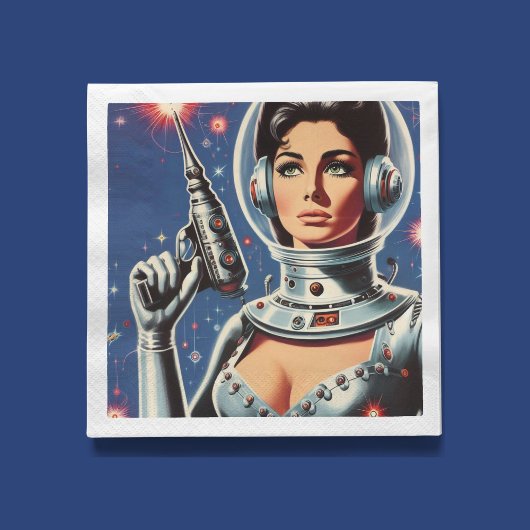 Vintage-Sci-Fi-Astronautin Serviette