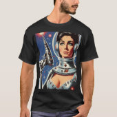 Vintage-Sci-Fi-Astronautin T-Shirt (Vorderseite)