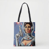 Vintage-Sci-Fi-Astronautin Tasche (Vorderseite)