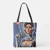 Vintage-Sci-Fi-Astronautin Tasche (Rückseite)