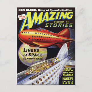Vintage Sci-Fi Buchcover Art Liners of Space Postkarte