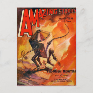 Vintage Sci Fi Buchcover Art Robots 1938 Postkarte