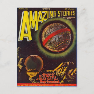 Vintage Sci-Fi Buchcover-Kunst - Flugmaschinen Postkarte