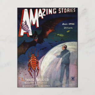 Vintage Sci-Fi-Buchcover Kunst Innenwelt 1935 Postkarte