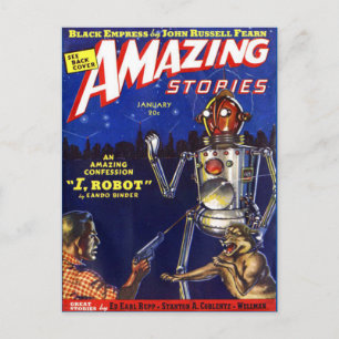 Vintage Sci-Fi-Buchcover Kunst Robot Postkarte