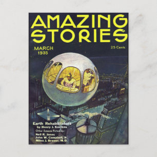 Vintage Sci-Fi-Buchcover Kunst Space City Postkarte