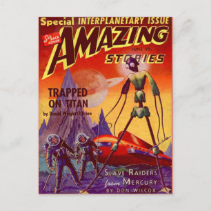 Vintage-Sci-Fi-Buchcover-Kunst Weltraumreisen Postkarte