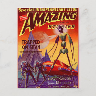 Vintage-Sci-Fi-Buchcover-Kunst Weltraumreisen Postkarte