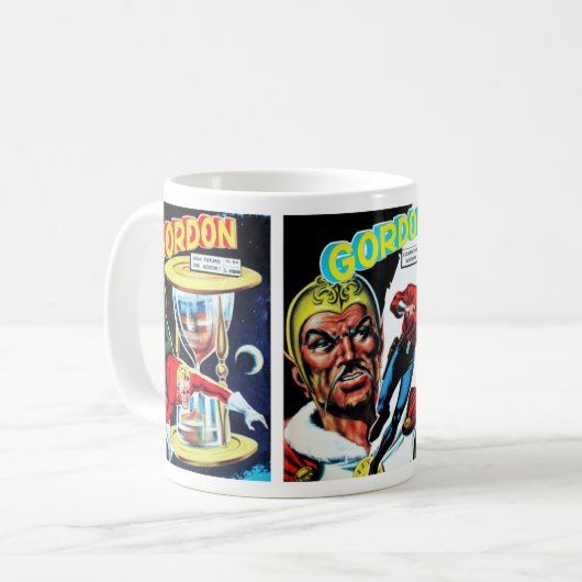 Vintage Sci-Fi-Comic-Bücher Kaffeetasse (Vorderseite Links)