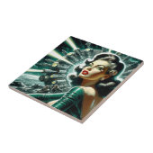 Vintage Sci-fi-FrauenIllustration Fliese (Seite)