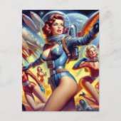 Vintage Sci-Fi-Girls Postkarte (Vorderseite)