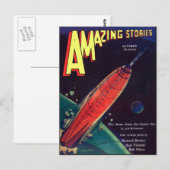 Vintage Sci-Fi-Kunst Rakete Postkarte (Vorne/Hinten)